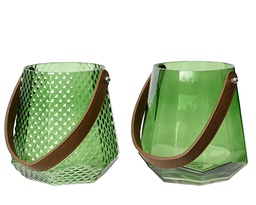 [4-647413] ***HURRICANE GLASS PINE GREEN dia14.50-H14.50cm