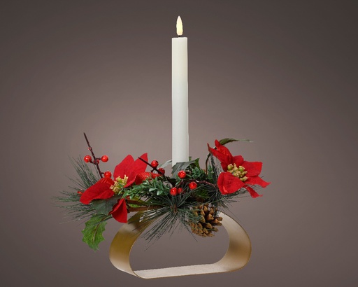 ***CLASSIC TABLEPIECE BO PRELIT GREEN/RED L24.00-W16.00-H12.00cm-1L