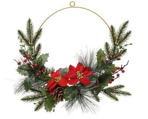 ***CLASSIC WREATH GREEN/RED dia40.00-H10.00cm