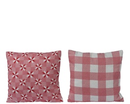 [4-740817] ***CUSHION POLYESTER RED/WHITE L4.00-W45.00-H45.00cm