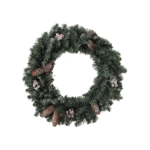 [4-683516] CORONA SHERWOOD ABETO/PIÑAS HIELO D40CM