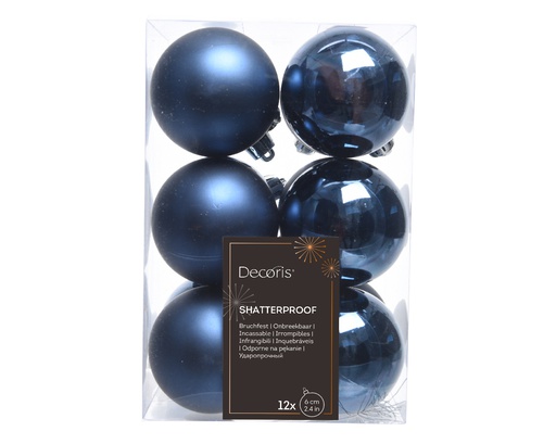 [4-021974] BOULES DE NOEL EN PLASTIQUE - BLEU NUIT - dia6.00cm