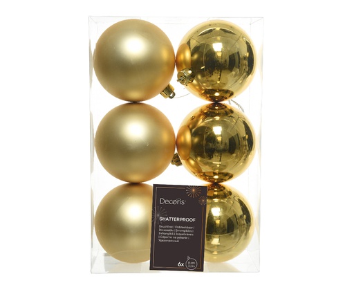 BOULES DE NOEL EN PLASTIQUE - OR - dia8.00cm