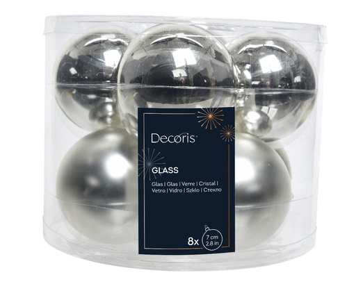 [4-140153] BOULES DE NOEL EN VERRE - ARGENT - dia7.00cm