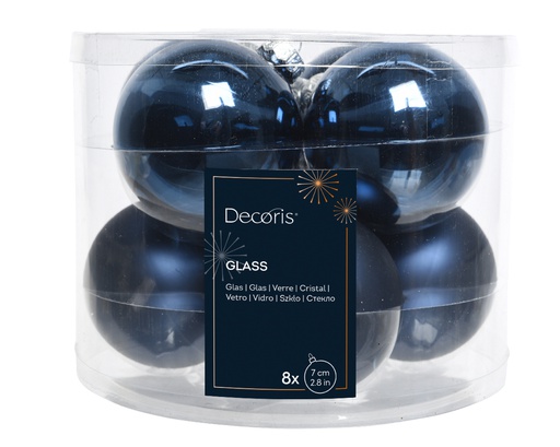 [4-140601] BOULES DE NOEL EN VERRE - BLEU NUIT - dia7.00cm
