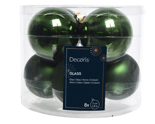 [4-140602] BOULES DE NOEL EN VERRE - VERT SAPIN - dia7.00cm