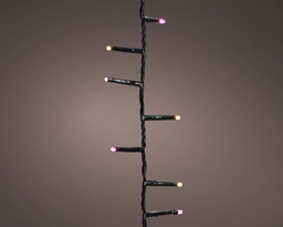 [4-495269] GUIRLANDE COMPACTE - LED LUMIERE CHAUDE/ROSE - VERT - 3400cm-1500L