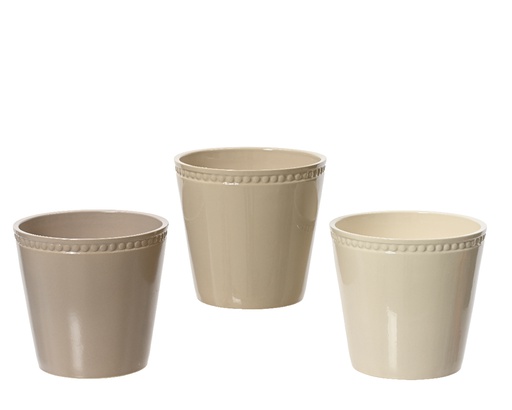 [4-650338] PLANTER STONEWARE ASSORTED dia13.50-H12.50cm