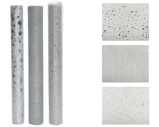 [4-612932] DECO FABRIC POLYESTER SILVER L200.00-W35.00-H0.01cm