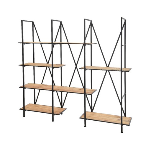 [4-827244] ESTANTERIA PINO/METAL 196X180CM NEGR
