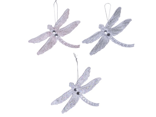 [4-516298] ***DRAGONFLY PLASTIC GLITTER ASSORTED L4.50-W10.00-H12.50cm