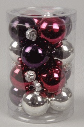 [4-013286] MÉLANGE BOULE DE NOËL LILA - 35 MM - 16 UNITÉS.