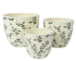 [4-821075] ***PLANTER TERRACOTTA WHITE/GREEN L16.00-W16.00-H13.50cm