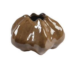 [4-829603] ***VASE STONEWARE DARK BROWN L15.30-W14.30-H9.30cm