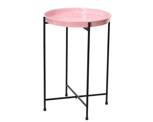 ***SIDE TABLE IRON SOFT PINK dia32.00-H48.00cm