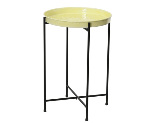 ***SIDE TABLE IRON SOFT YELLOW dia32.00-H48.00cm