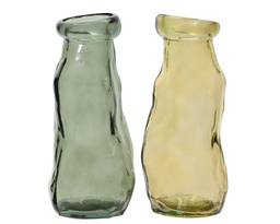 [4-869689] ***VASE RECYCLED GLASS ASSORTED dia10.00-H25.00cm