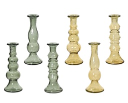 [4-869692] ***CANDLEHOLDER RECYCLED GLASS ASSORTED dia9.00-H22.00cm