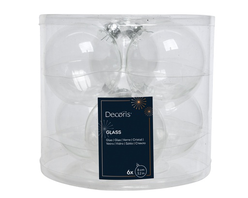 [4-140645] ***BAUBLE GLASS TRANSPARENT/IRIS dia8.00cm