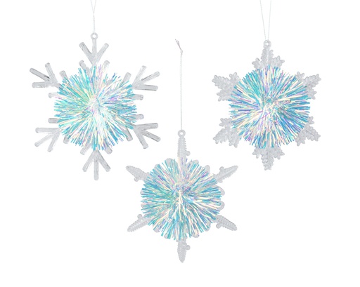 [4-386752] ***SNOWFLAKE PLASTIC LAMETTA POMPOM IRIS TRANSPARENT dia10.00-L2.00cm