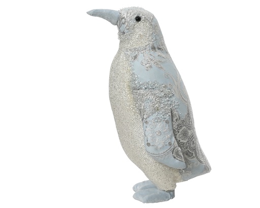 PINGOUIN - BLANC/BLEU/POURPRE - FAIT MAIN - 0 L16.00-W17.00-H28.50cm