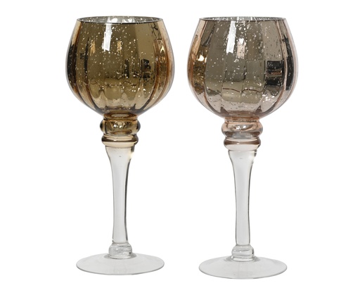 [4-740938] CANDELABRO CRISTAL SOBRE PIE - 2 COLORES - PRECIO UD -dia10.50-H25.00cm