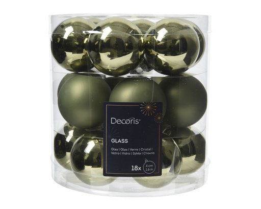 [4-010541] BOLA CRISTAL - BRILLO/MATE - ROSEMARY GREEN - DIAM 4 CM -  CAJA DE 18 BOLAS 