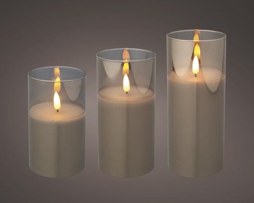[4-485837] ***LED WICK CANDLE BO INDOOR SMOKEY GREY/WARM WHITE dia7.50-H17.50cm-1L