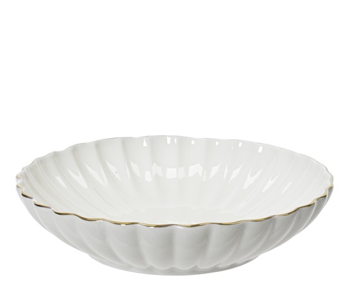 BOL EN PORCELAINE - BLANC - REBORD DORE - dia20.00-H4.50cm