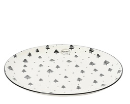 [4-604048] PLAT AVEC DESSINS DE SAPINS DE NOEL - PORCELAINE - dia26.50-H2.60cm