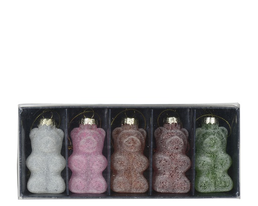 [4-070531] ***BEAR GLASS W BEADS ALL OVER ASSORTED dia4.00-H8.00cm