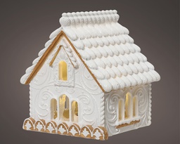 [4-531531] CHALET DE BISCUITS EN RESINE - LUMIERE AVEC BATTERIE - L9.00-W8.40-H10.00cm