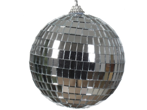 [4-029649] BOULE DE NOEL TYPE DISCO ARGENTEE dia10.00cm