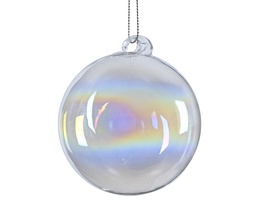 [4-070973] ***BAUBLE GLASS W SWIRL TRANSPARENT/IRIS dia12.00cm