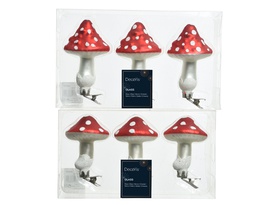 [4-129241] ***MUSHROOM GLASS DOTS RED/COLOUR(S) dia6.50-H9.00cm