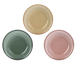 [4-207584] ASSIETTE/SOUS-ASSIETTE POUR DECORER - AMBRE, VERT OU ROSE - PRIX A L'UNITE dia33.00-H3.00cm