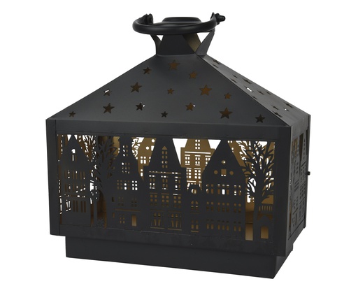 [4-440284] LINTERNA METAL NEGRO - FORMA CASITA -L30.00-W17.00-H30.00cm