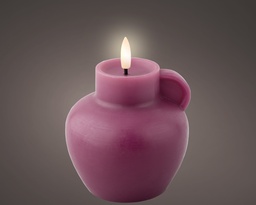 [4-487514] ***LED WICK CANDLE BO INDOOR DARK PINK/WARM WHITE dia10.00-H12.50cm-1L
