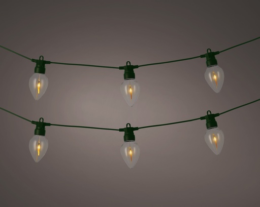 [4-490160] ***LED PARTYLIGHT OUTDOOR GREEN/FLAME 350cm-8L