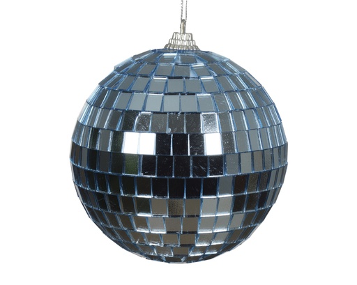 [4-516610] BOULE DE NOEL EN POREX A SUSPENDRE - TYPE DISCO - BLEU - dia10.00cm