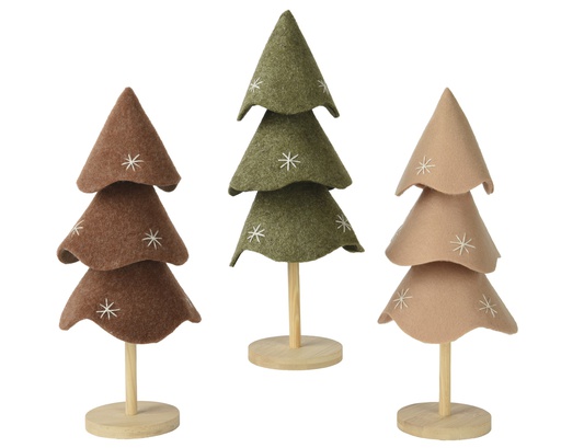 [4-519039] ARBOLITO DECORATIVO FIELTRO - 3 COLORES - PRECIO UNIDADL12.00-W12.00-H28.00cm
