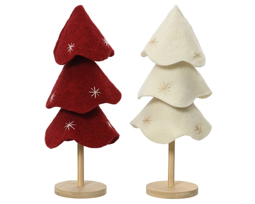 PETIT ARBRE FEUTRE DECO - ROUGE OU BLANC - PRIX A L'UNITE - L12.00-W12.00-H28.00cm