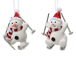 [4-520877] BONHOMME DE NEIGE A SUSPENDRE - 2 FIGURINES - PRIX A L'UNITE - L11.00-W6.00-H11.00cm