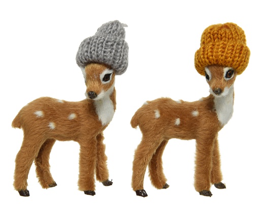 [4-521587] CIERVO CON GORRITO P COLGAR - 2 COLORES - PRECIO UNIDAD - L7.00-W4.50-H10.50cm