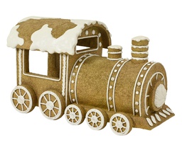 [4-531229] LOCOMOTIVE EN FIBRE - CHOCOLAT/GINGEMBRE - L114.30-W55.25-H68.26cm