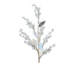 [4-705194] BRANCHE AVEC DES BAIES - BLANC/ARGENT - L15.00-W2.00-H69.00cm