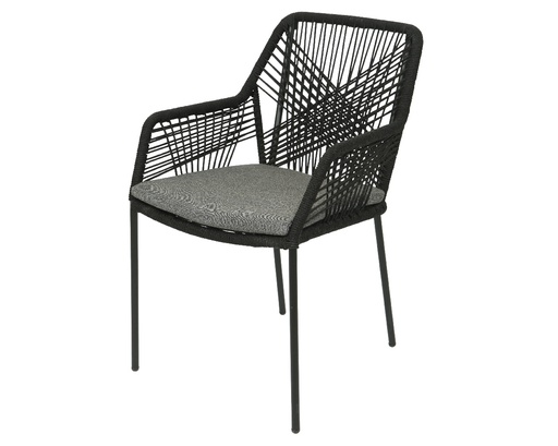 [4-840468] ***SEVILLE STACKING CHAIR PP ROPE BLACK L63.00-W57.00-H85.00cm