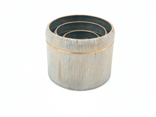 [DHG-383839913741] POTS RONDS EN MÉTAL - LOT DE 3