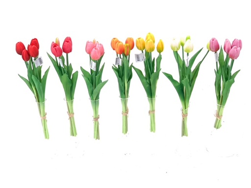 [DHG-383839900259] BOUQUET DE TULIPES ROSES - 41CM X5