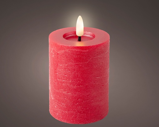 [4-487340] ***LED WICK CANDLE BO INDOOR CHRISTMAS RED/WARM WHITE dia7.00-H11.20cm-1L